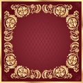 Luxury gold pattern frame on claret background. Square Royalty Free Stock Photo