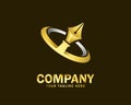 Luxury gold pen create logo design template