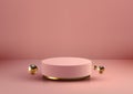 Luxury Gold and Pink Podium in Modern Studio Room, Product Showcase Mockup