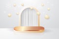 Luxury gold podium with christmas balls for product display on white background Royalty Free Stock Photo
