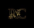 Gold RC Letter Classy Floral Logo