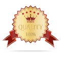 Luxury Gold and red ribbon quality guarantee shields label