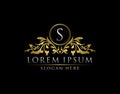 Luxury Gold S LetterLogo template in vector for Restaurant, Royalty, Boutique, Cafe, Hotel, Heraldic, Jewelry, Fashion and other Royalty Free Stock Photo