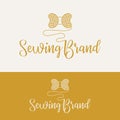 Luxury Gold Sewing Thread Logo Design Template