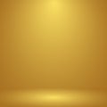 Luxury Gold Studio room background with Spotlights well use as Business backdrop, Template mock up for display of