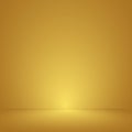 Luxury Gold Studio room background with Spotlights well use as Business backdrop, Template mock up for display of Royalty Free Stock Photo