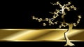 Luxury golden asian black tree poster background illustartion