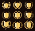 Luxury Golden Badges Laurel Wreath Collection Royalty Free Stock Photo