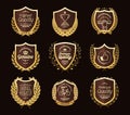 Luxury Golden Badges Laurel Wreath Collection Royalty Free Stock Photo