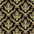 Luxury golden damask seamless Wallpaperon black for Design