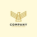 Luxury Golden Eagle Hawk Falcon Bird Abstract Logo Design Vector Illustration Line Art Style Concept