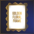 Luxury golden floral ornament frame design. Gold frame background design with luxury floral ornament. Applied in invitation