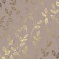 Luxury golden floral pattern on a brown background. Elegant decorative vector pattern