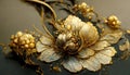 Luxury golden flower decorative background. Beautiful precious metal floral art Royalty Free Stock Photo