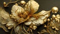 Luxury golden flower decorative background. Beautiful precious metal floral art Royalty Free Stock Photo