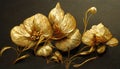 Luxury golden flower decorative background. Beautiful precious metal floral art Royalty Free Stock Photo