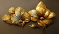 Luxury golden flower decorative background. Beautiful precious metal floral art Royalty Free Stock Photo