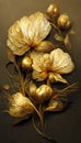 Luxury golden flower decorative background. Beautiful precious metal floral art Royalty Free Stock Photo