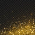 Luxury golden glitter explosion and sparkling dust cloud overlay. Vector Royalty Free Stock Photo