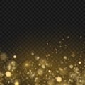 Luxury golden glitter explosion and sparkling dust cloud overlay. Vector Royalty Free Stock Photo