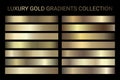 Luxury golden gradients collection vector. Gold gradients set of metallic gold vector festive colors. For Christmas Royalty Free Stock Photo