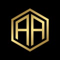 Luxury golden Initials Letter AA Logo Design Template Insignia Royalty Free Stock Photo