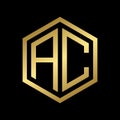 Luxury golden Initials Letter AC Logo Design Template Insignia