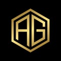 Luxury golden Initials Letter AG Logo Design Template Insignia