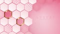 Luxury golden line background pink shades in 3d abstract style. Illustration from vector about modern template deluxe design. Royalty Free Stock Photo