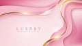 Luxury golden line background pink shades in 3d abstract style. Illustration from vector about modern template deluxe design