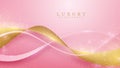Luxury golden line background pink shades in 3d and paper cut abstract style  Valentines day concept. Royalty Free Stock Photo