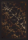 Luxury golden minimalistic geometric A4 template. Black premium abstract background design with elegant gold neurographic pattern