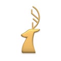 Luxury golden north deer head with horns traditional Christmas bauble side view realistic vector