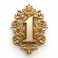 Luxury Golden Number One Decoration On White Background Royalty Free Stock Photo