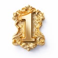 Luxury Golden Number One On White Background Royalty Free Stock Photo