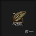 Luxury golden palm leaf logo design Royalty Free Stock Photo