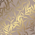 Luxury golden pattern with branches on a brown background. Elegant decorative vector pattern Royalty Free Stock Photo