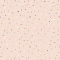 Luxury golden rose color seamless pattern. Confetti stars background for wrapping paper, fabric, textile. Trendy hand