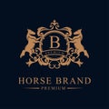 Luxury Golden Royal Horse King logo design inspiration Royalty Free Stock Photo