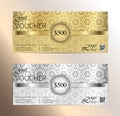 Luxury golden and silver gift certificate in vintage style Royalty Free Stock Photo