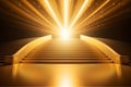 Luxury Golden Staircase with Gold Light Ray for Award Ceremony Royalty Free Stock Photo