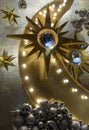 Luxury golden stars and silver balls new year Christmas