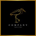 Luxury golden stork bird linear logo design