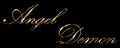 Luxury golden text angel demon with black background