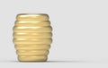 3d rendering. Luxury golden vase or jar for decoration on gray background