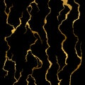 Luxury golden wall cracks isolated on black background Royalty Free Stock Photo