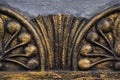 Luxury gray wall design bas-relief with stucco mouldings roccoco element. Royalty Free Stock Photo