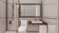 Luxury grey toilet interior scene visualization