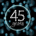 45th years happy birthday anniversary card invitation diamonds number blue bokeh lights Royalty Free Stock Photo