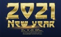 Luxury 2021 Happy New Year elegant design - vector illustration of golden 2021 logo numbers on black background -